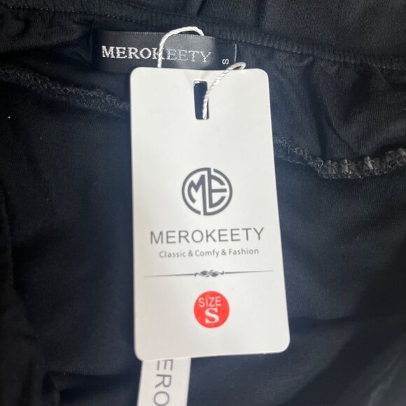 Merokeety Womens Strapless Mini Dress Layered Black Size Small - Picture 8 of 11